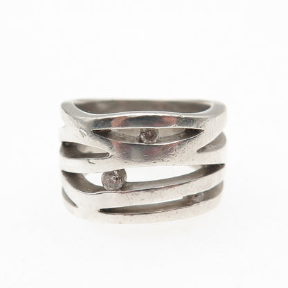 925 Sterling Silver Round-Cut C Z Multi-Row Ring Size 5.5
