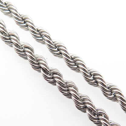 925 Sterling Silver Twisted Rope Chain Necklace 18"