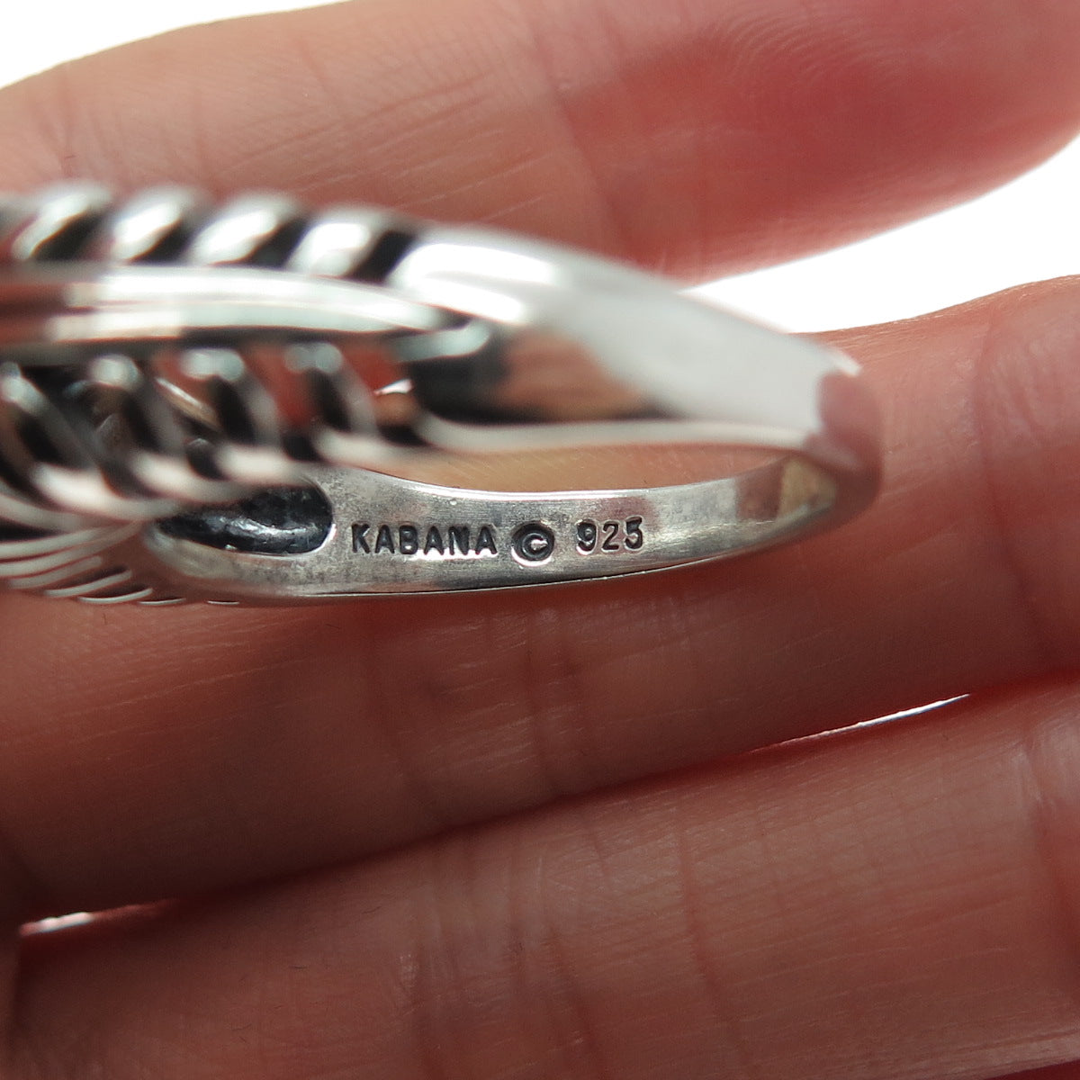 KABANA Sterling Silver Vintage Oval-Cut C Z Modernist Oxidized Ring Size 10.25