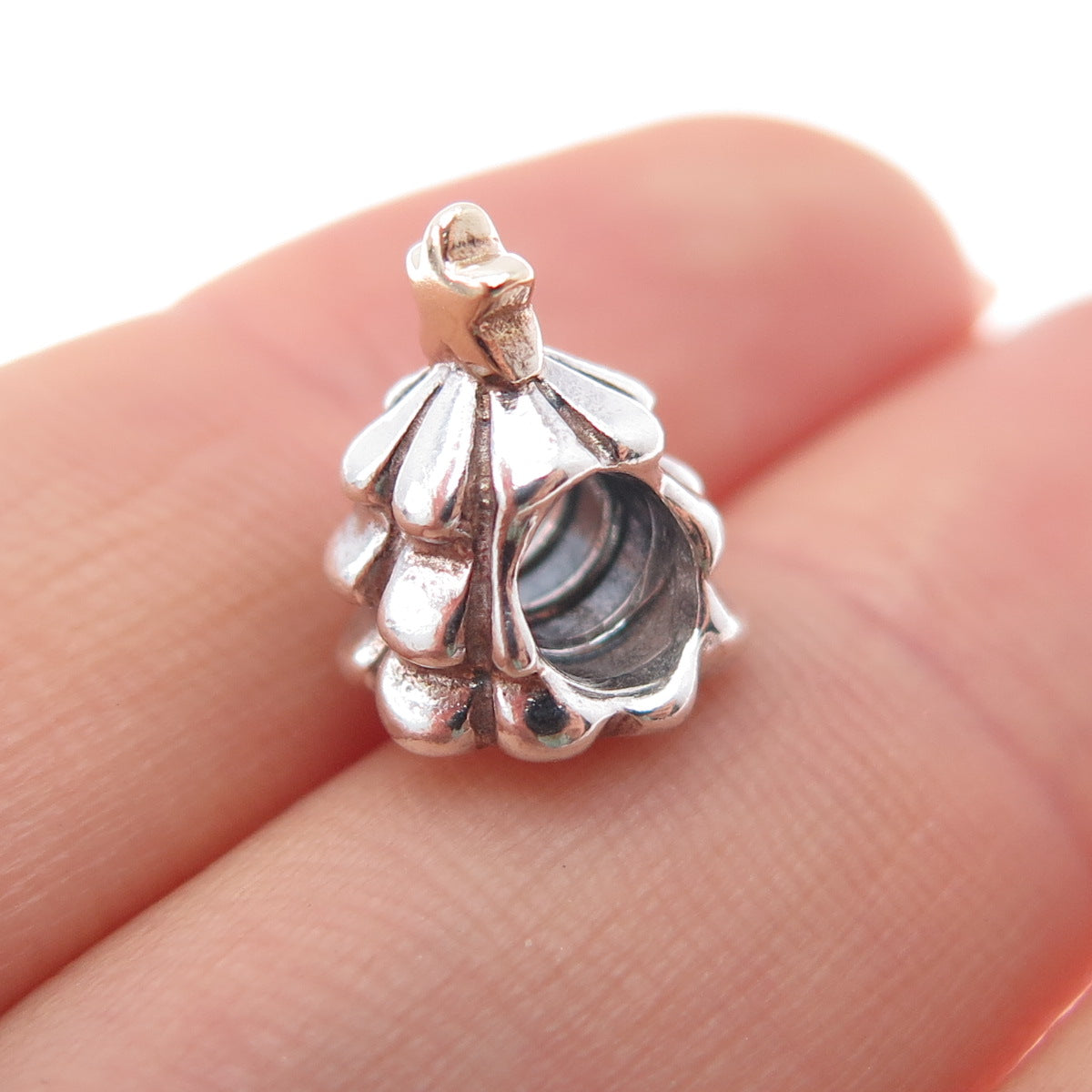 PANDORA 925 Sterling Silver & Gold Christmas Tree Slide Bead Charm