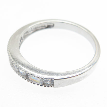 925 Sterling Silver Round & Emerald-Cut C Z Ring Size 9.25