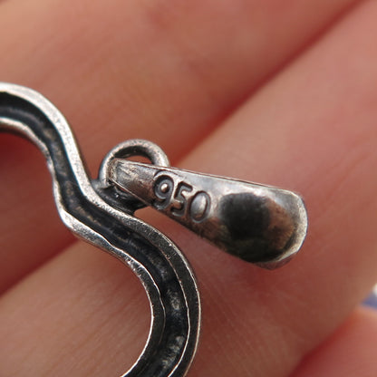 950 Silver Vintage Open Heart Oxidized Charm Pendant