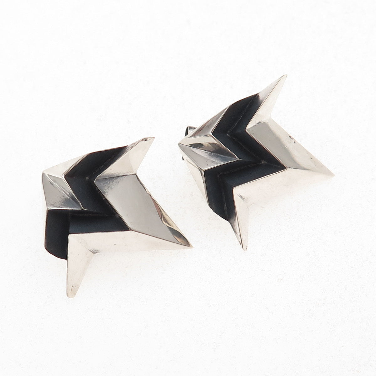 Soo Milner 925 Sterling Silver Birmingham Modernist Oxidized Earrings