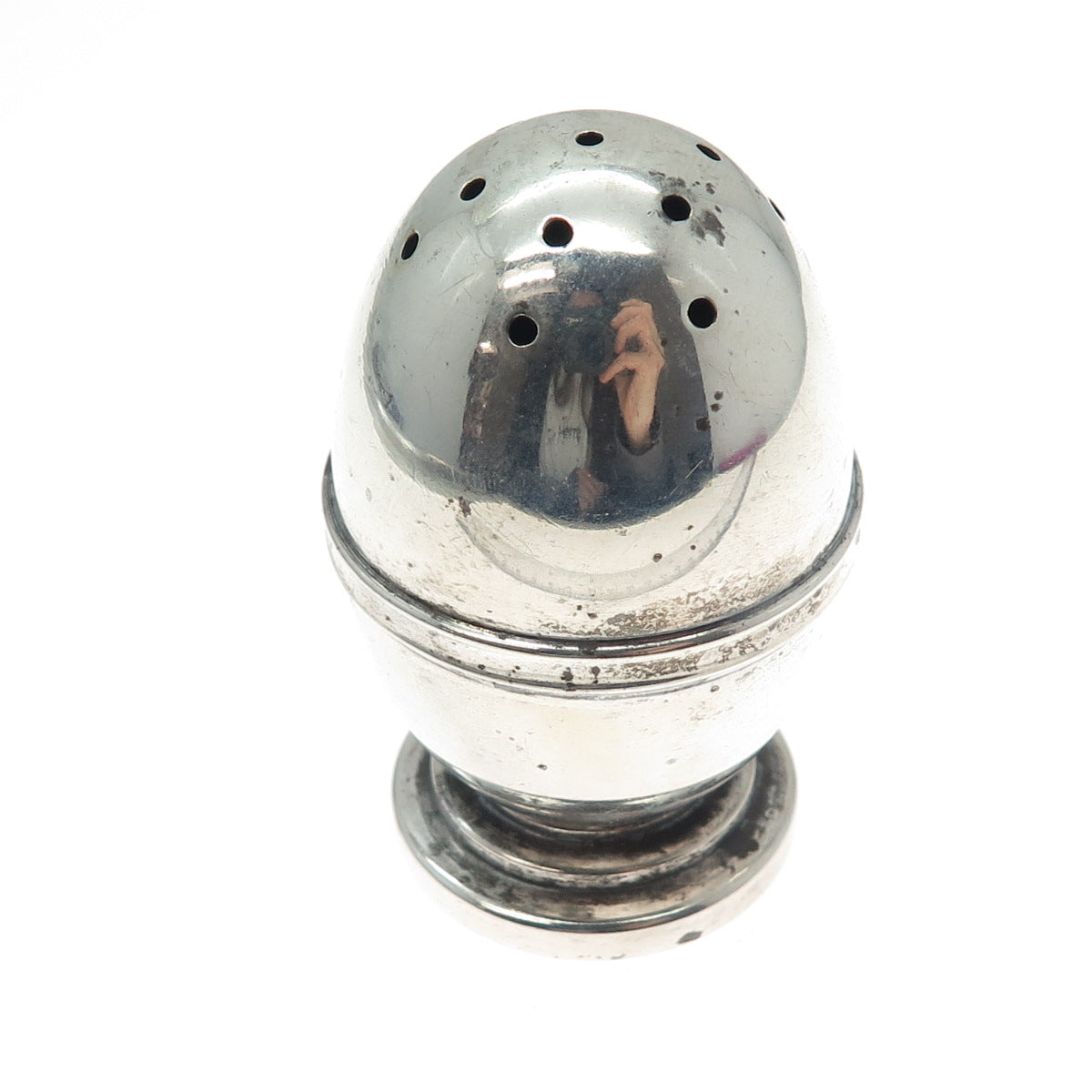 830S Silver Antique Scandinavian Egg Oxidized Salt / Pepper Shaker
