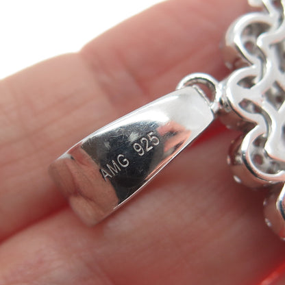 925 Sterling Silver Round-Cut C Z Floral Sparkle Pendant