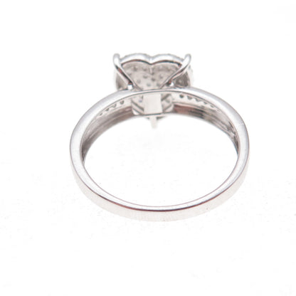 925 Sterling Silver Real Round-Cut Diamond Heart Ring Size 7