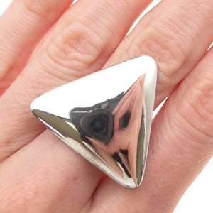 925 Sterling Silver Vintage Modernist Triangle Oxidized Ring Size 7.25