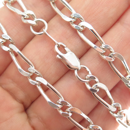 925 Sterling Silver Vintage Mexico Figaro Chain Necklace 28"