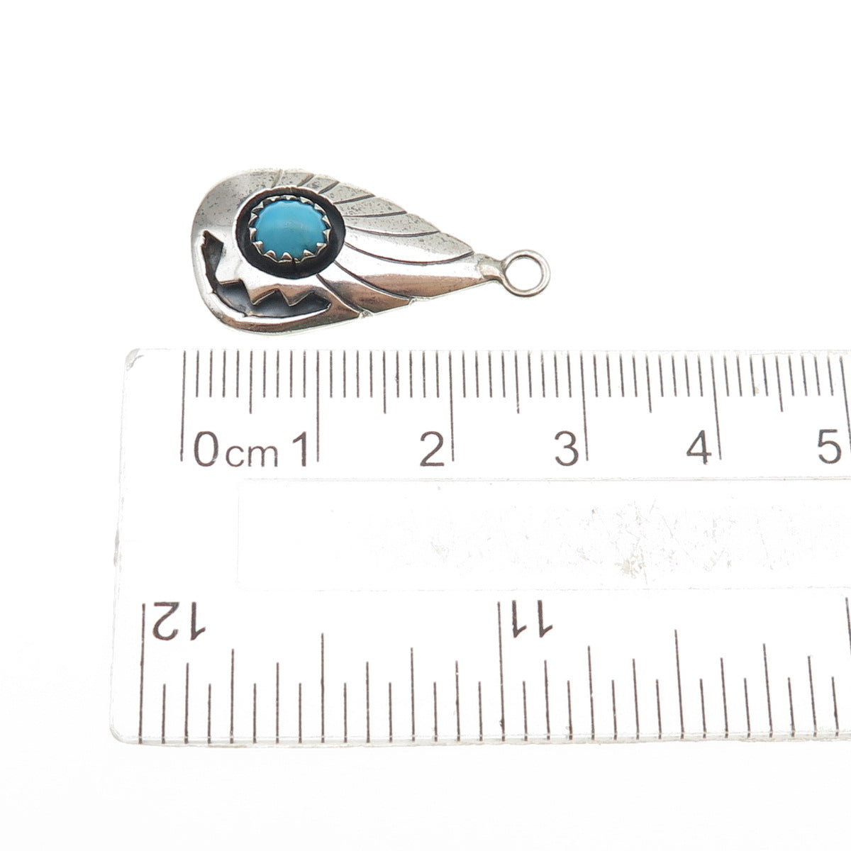 Old Pawn 925 Sterling Silver Vintage Southwestern Turquoise Snake Eye Pendant