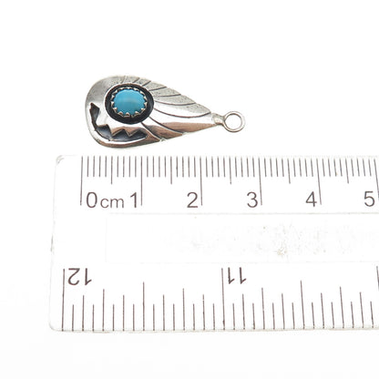 Old Pawn 925 Sterling Silver Vintage Southwestern Turquoise Snake Eye Pendant