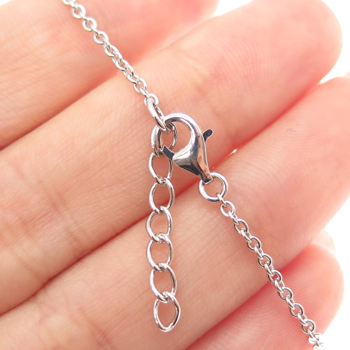 925 Sterling Silver Cross Station Cable Link Bracelet 7.25-8.25"