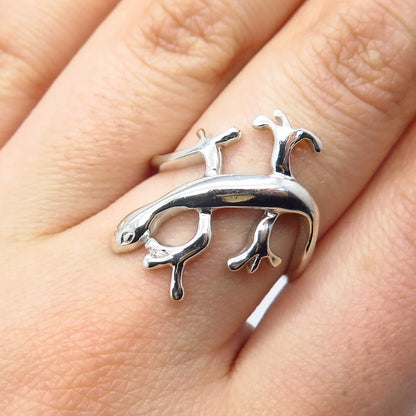 925 Sterling Silver Vintage Lizard Ring Size 7.5