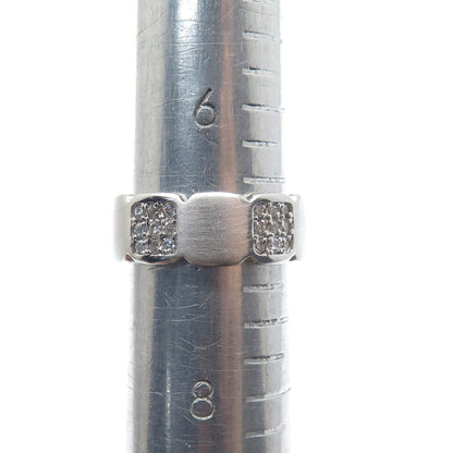 925 Sterling Silver Round-Cut Shaped C Z Panel Band Ring Size 7