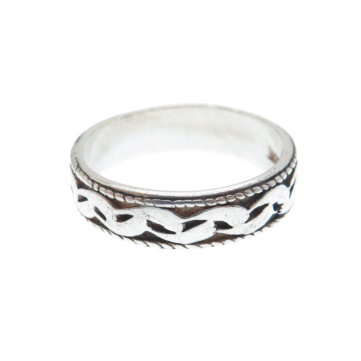 925 Sterling Silver Vintage Wavy Oxidized Band Ring Size 7.25