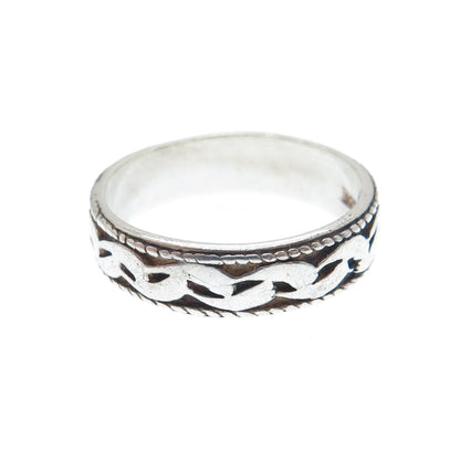 925 Sterling Silver Vintage Wavy Oxidized Band Ring Size 7.25