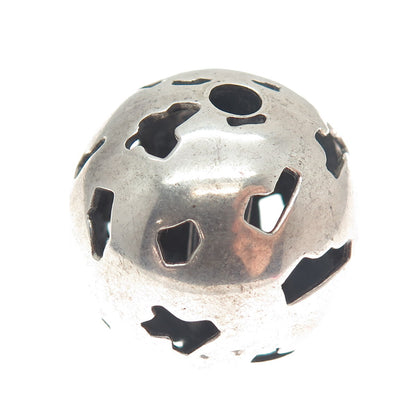 CARME 925 Sterling Silver Vintage Modernist Hollow Ball Bead Slide Pendant