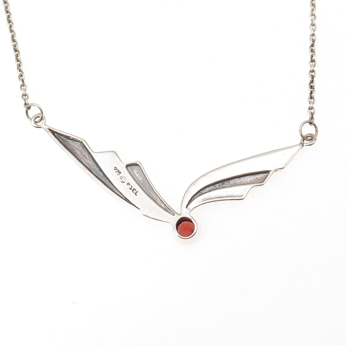 Peter Stone 925 Sterling Silver Vintage Real Garnet Celtic Chain Necklace 16-18"