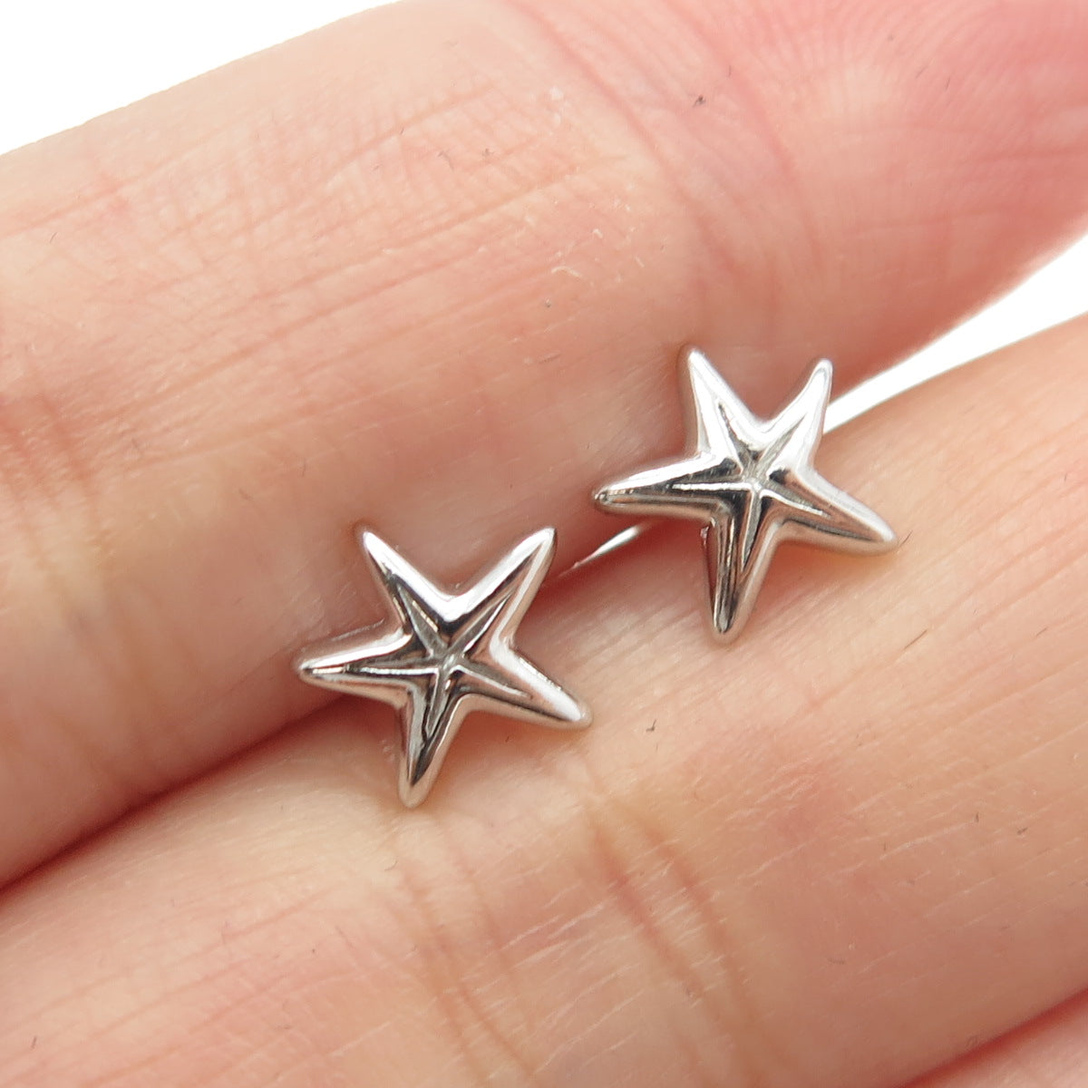 925 Sterling Silver C Z Star Stud Earrings