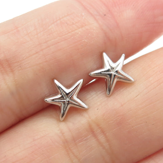 925 Sterling Silver C Z Star Stud Earrings