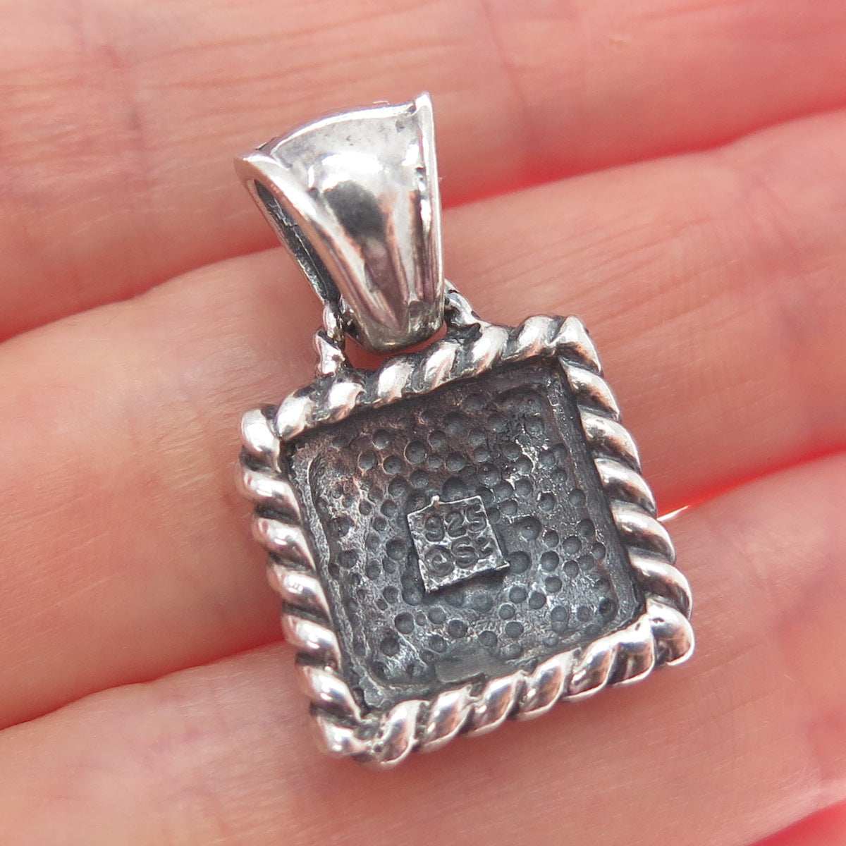 SIDNEY EVAN 925 Sterling Silver Vintage Modernist Granulated Oxidized Pendant