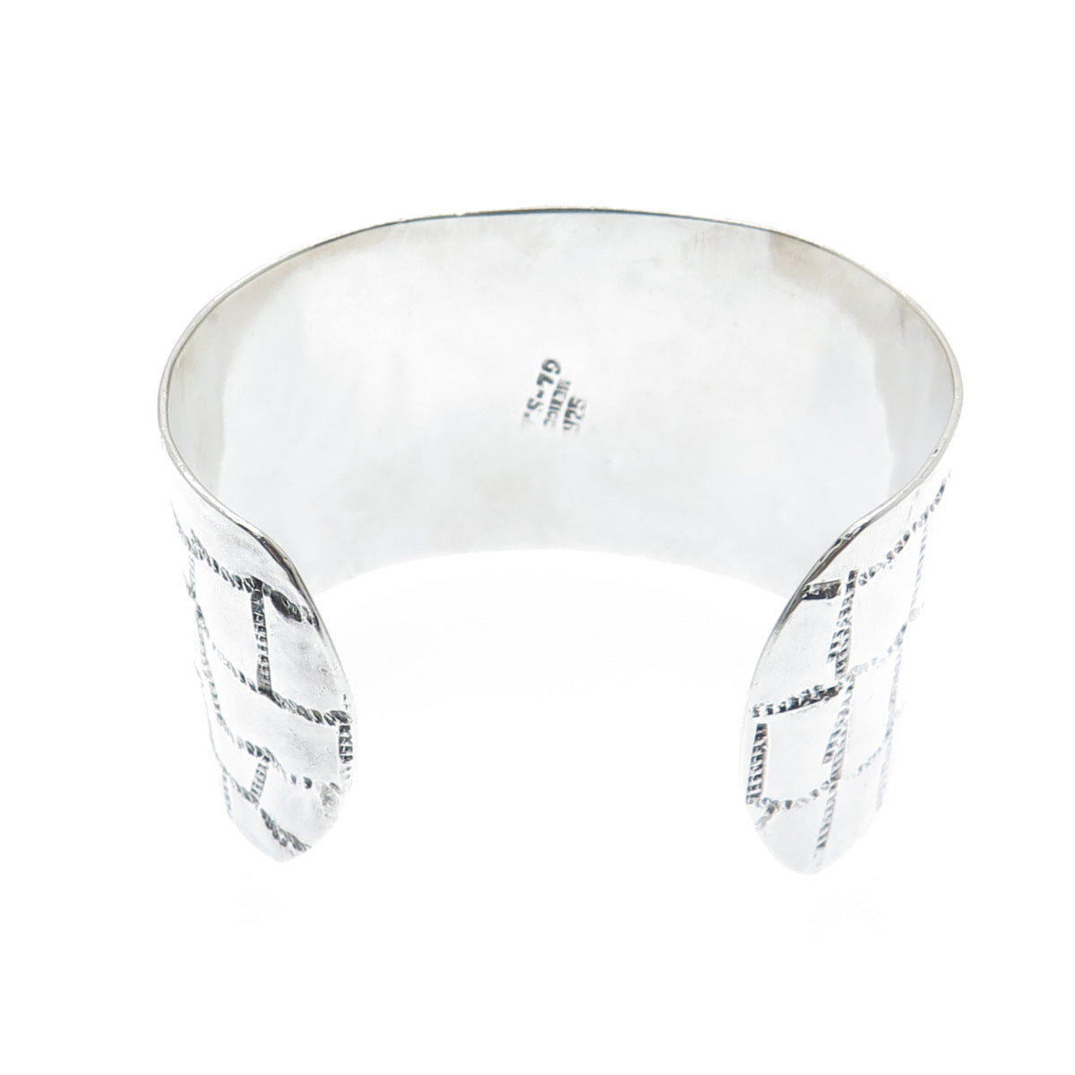 925 Sterling Silver Vintage Mexico Modernist Adjustable Wide Cuff Bracelet 6.75"