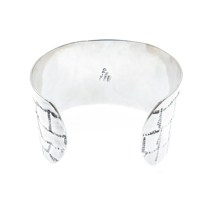 925 Sterling Silver Vintage Mexico Modernist Adjustable Wide Cuff Bracelet 6.75"