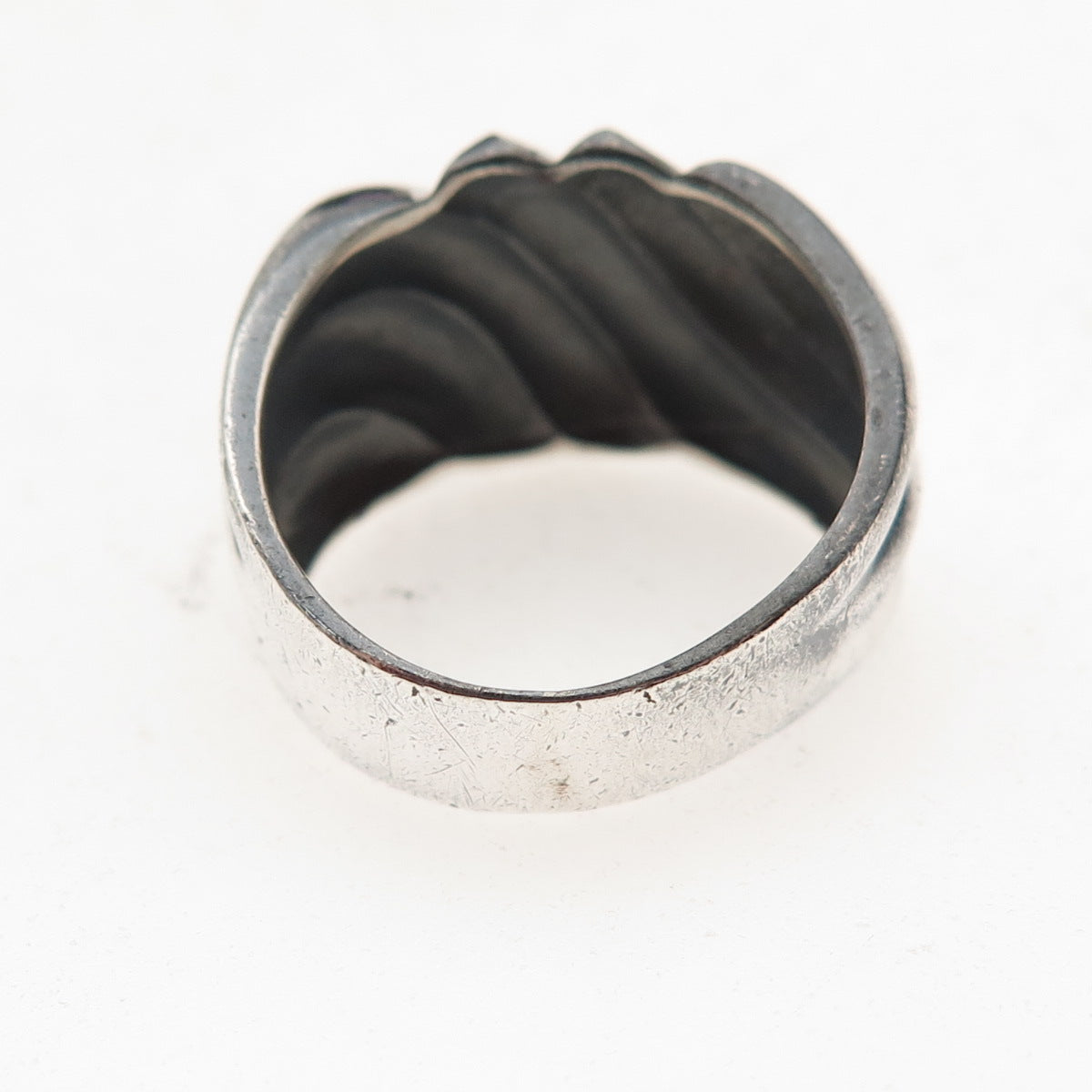 Charles Winston 925 Sterling Silver Vintage Modernist Oxidized Ring Size 6