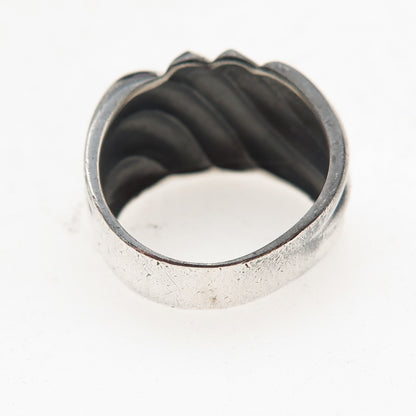 Charles Winston 925 Sterling Silver Vintage Modernist Oxidized Ring Size 6