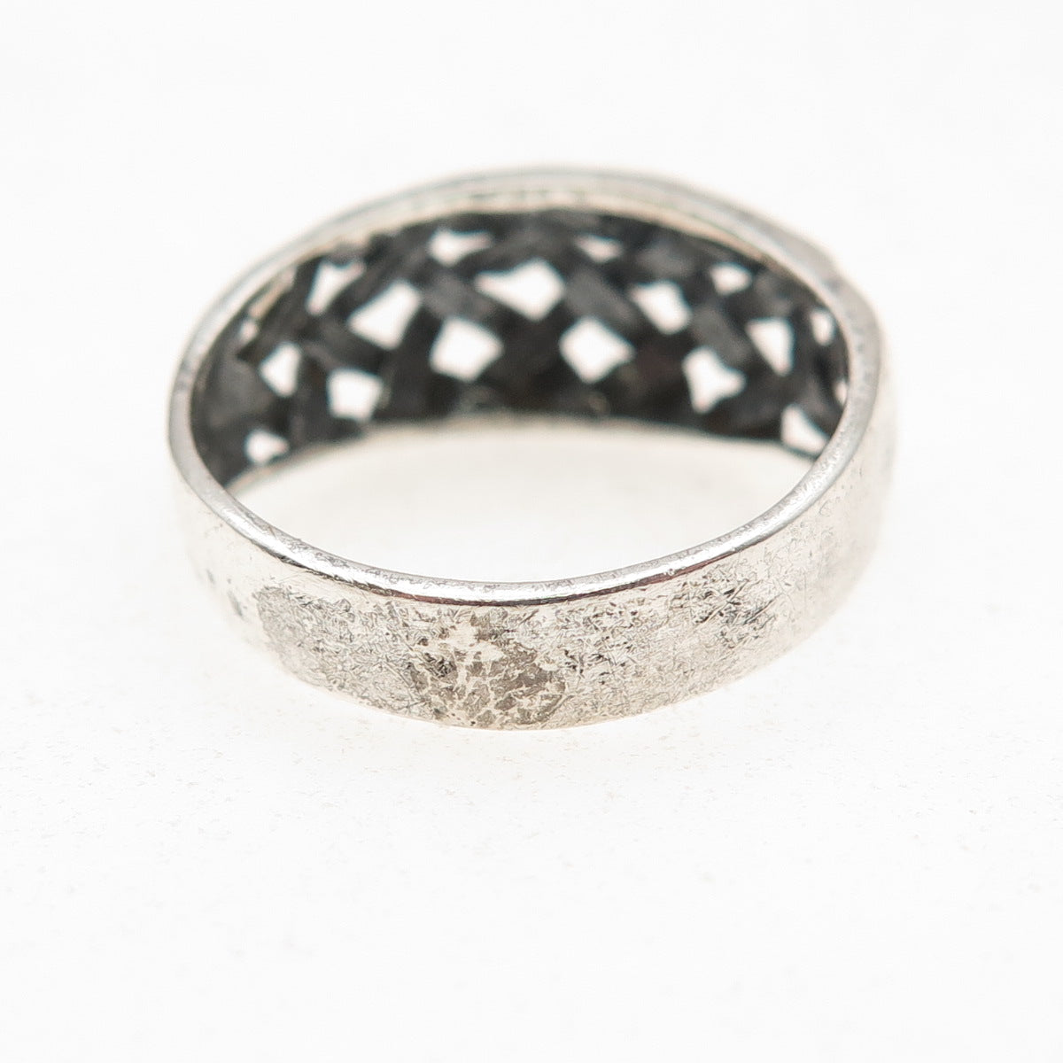 925 Sterling Silver Vintage Woven Oxidized Ring Size 8