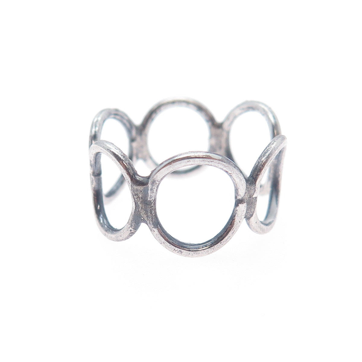 925 Sterling Silver Vintage Circle Link Oxidized Ring Size 6.5