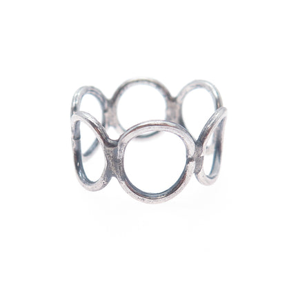925 Sterling Silver Vintage Circle Link Oxidized Ring Size 6.5