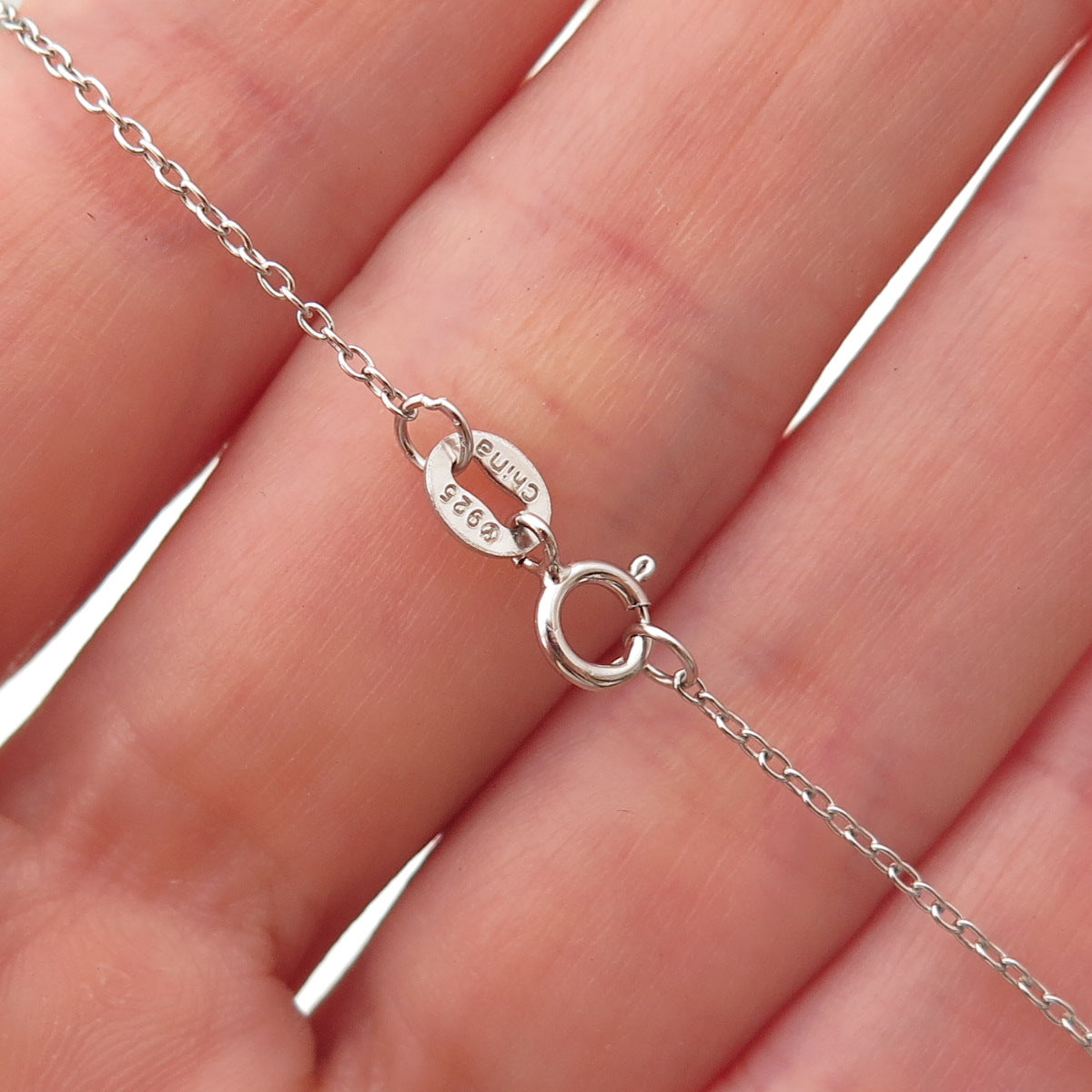 925 Sterling Silver Real Amethyst & White Topaz Cable Chain Necklace 18"