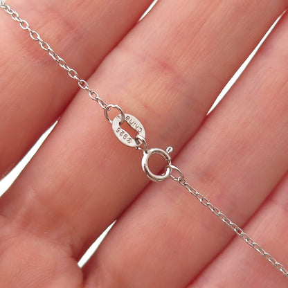 925 Sterling Silver Real Amethyst & White Topaz Cable Chain Necklace 18"