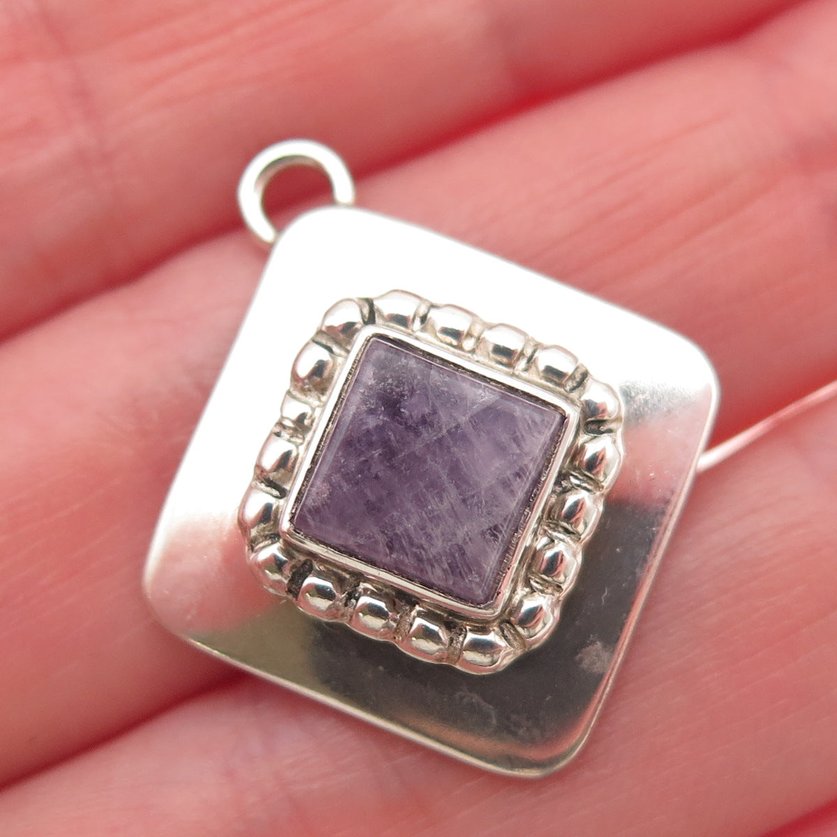 Carol Felley 925 Sterling Silver Vintage 1991 Real Amethyst Charm Pendant