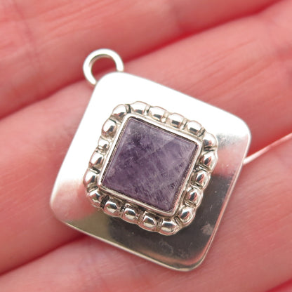 Carol Felley 925 Sterling Silver Vintage 1991 Real Amethyst Charm Pendant
