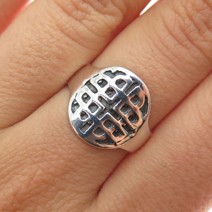 925 Sterling Silver Vintage Celtic Knot Oxidized Ring Size 7.25