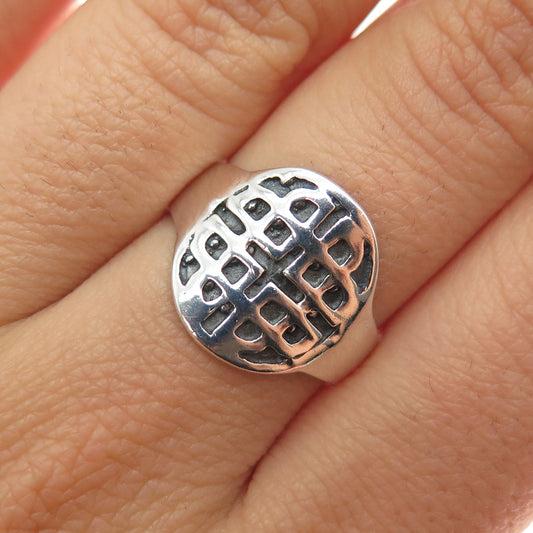 925 Sterling Silver Vintage Celtic Knot Oxidized Ring Size 7.25