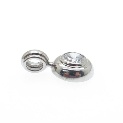 MILOR 925 Sterling Silver Italy Round-Cut Shaped C Z Minimalist Pendant