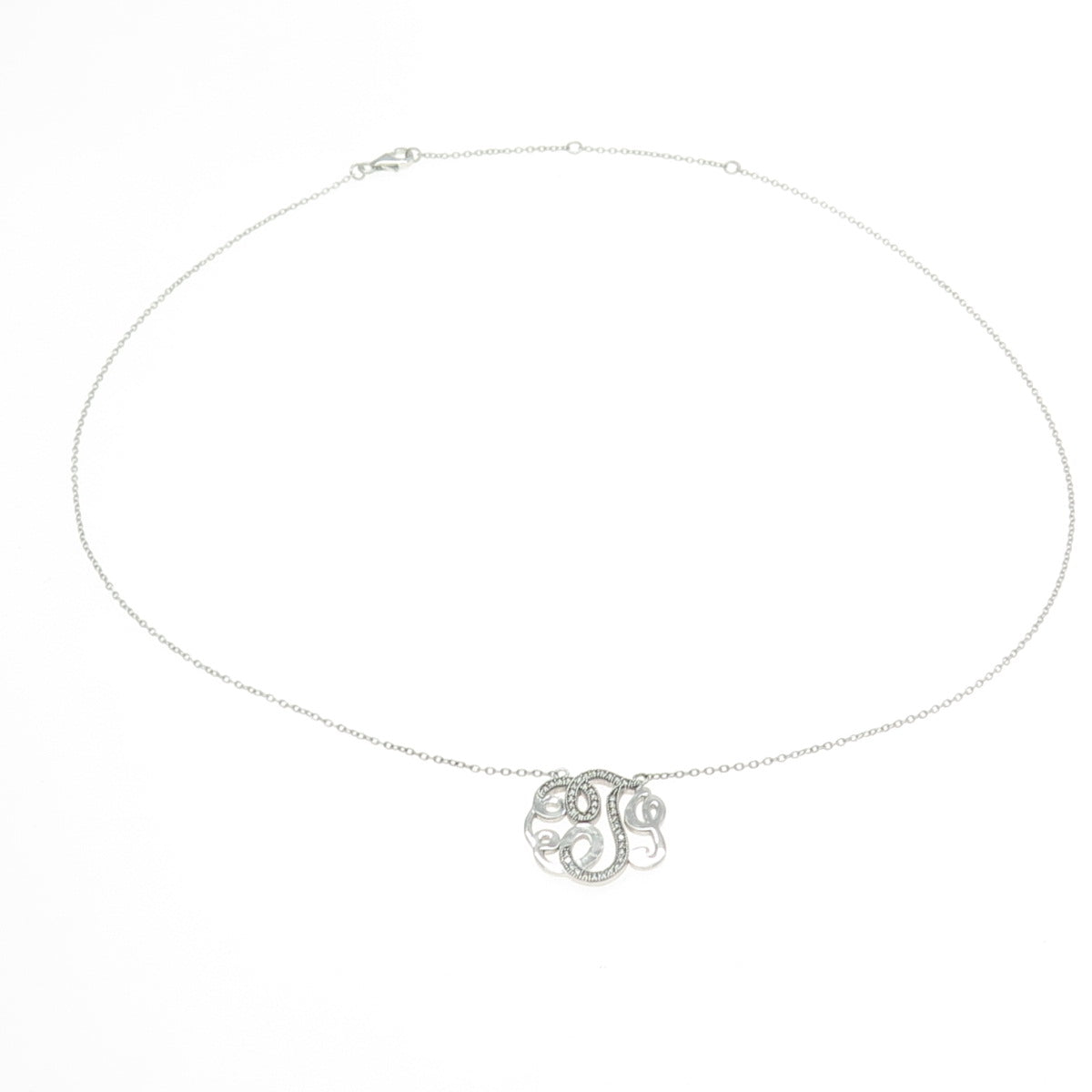 925 Sterling Silver Round-Cut C Z Letter "G" Initial Cable Chain Necklace 16-18"