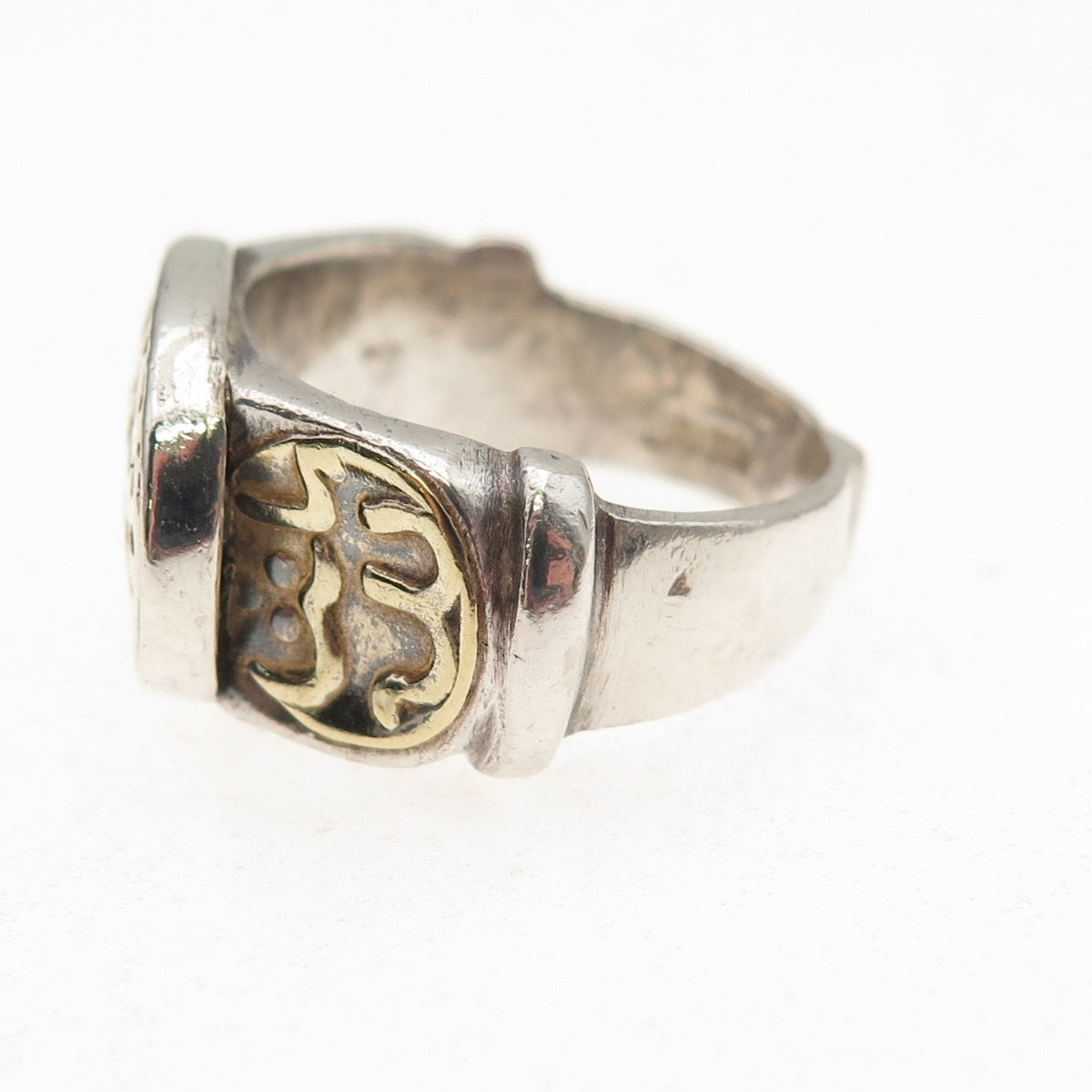 800 Silver Vintage Egypt Arabic Script Oxidized Ring Size 7.5
