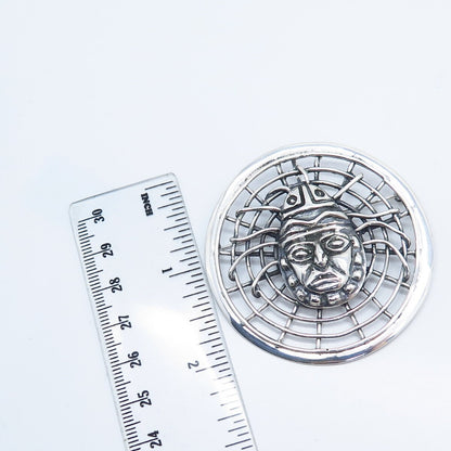 925 Sterling Silver Vintage Spider Face Pin Brooch