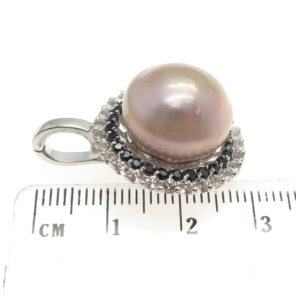 LUCAS LAMETH LUC 925 Sterling Silver Real Pearl White Topaz & Spinel Pendant