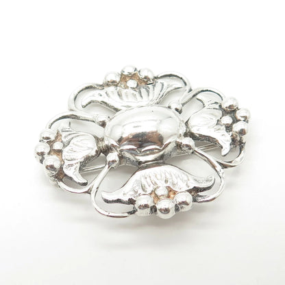 925 Sterling Silver Vintage Cross Floral Handcrafted Pin Brooch