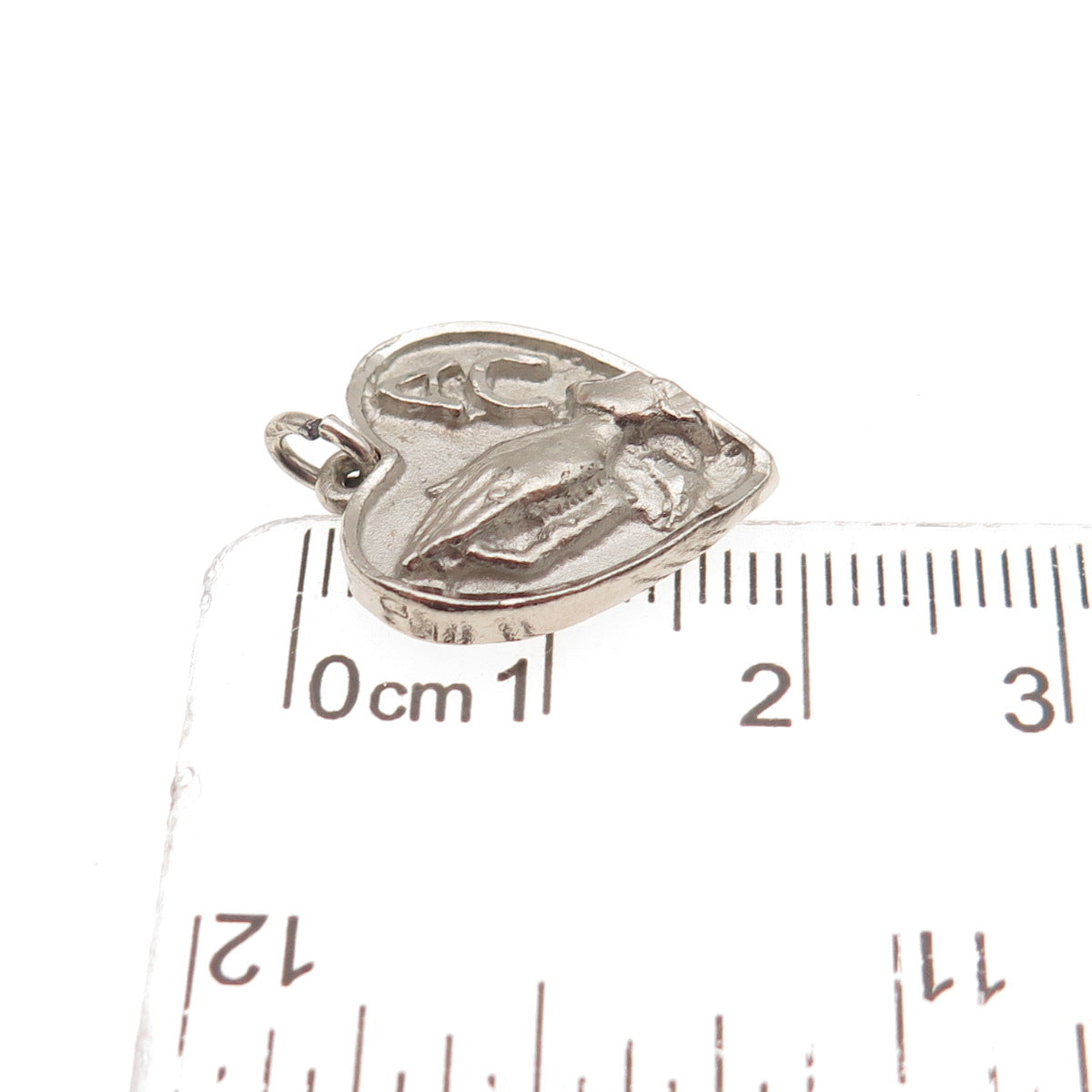 925 Sterling Silver Antique Art Deco Alpha Omega Prayer Hands Heart Mini Pendant
