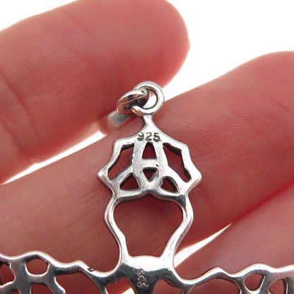925 Sterling Silver Vintage Faith Abounds Trinity Cross Oxidized Charm Pendant