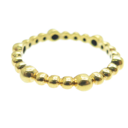 925 Sterling Silver Gold Plated Beaded Band Ring Size 6.5