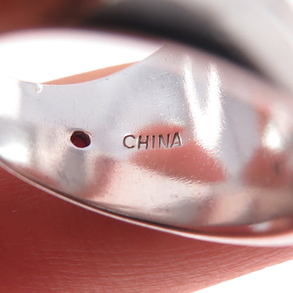 ELLE 925 Sterling Silver Real Round-Cut Ruby Flower Ring Size 8.25