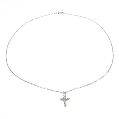 925 Sterling Silver Round-Cut C Z Cross Cable Chain Necklace 16"