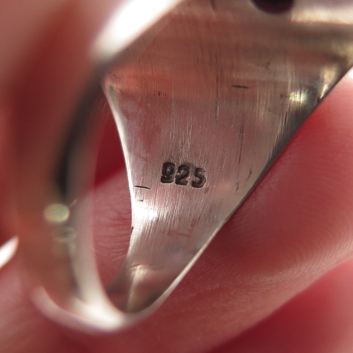 925 Sterling Silver Vintage Real Tourmaline Granulated Oxidized Ring Size 7.75