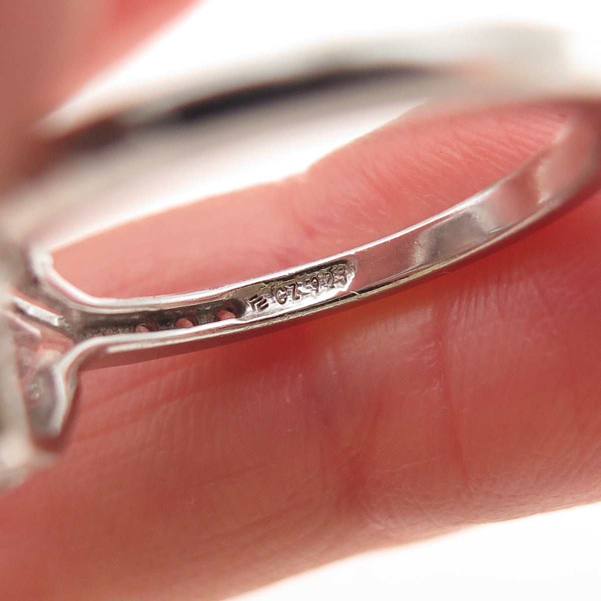 925 Sterling Silver Real Black Spinel & C Z Ring Size 7